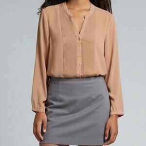 Forever 21 Peach Blouse | Small | Pleated Front Button Top